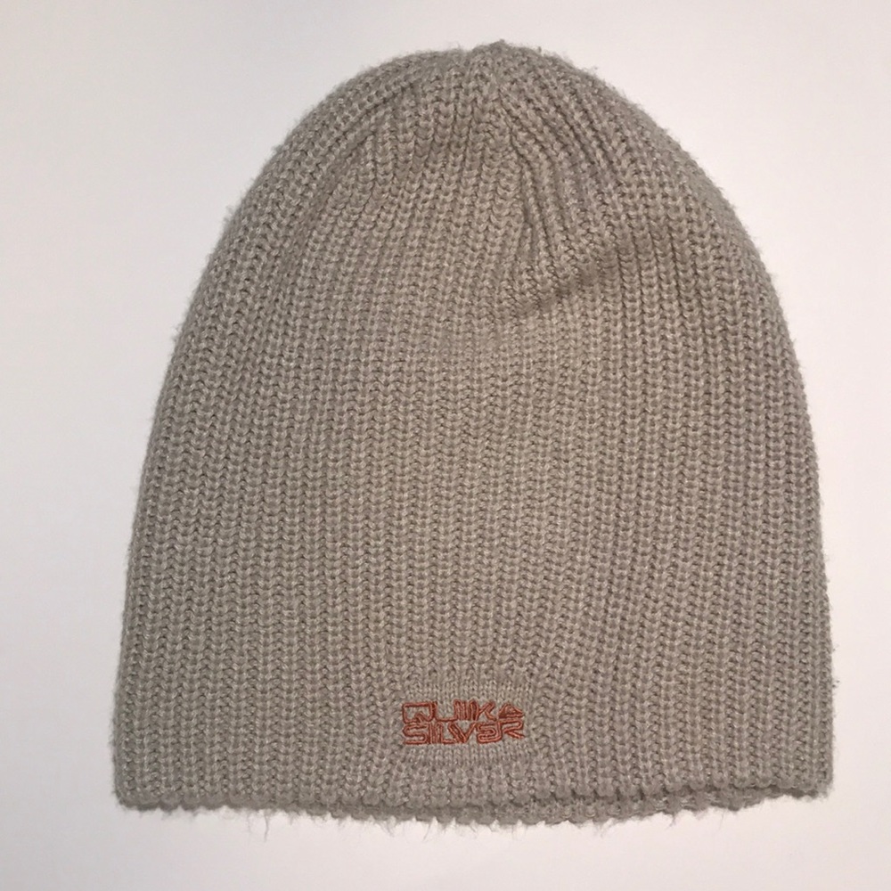 Quicksilver Tan Knit Beanie w/ Embroidered Logo